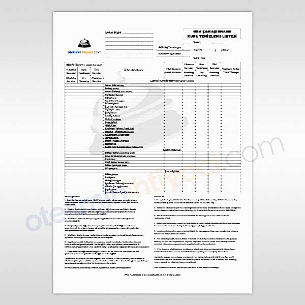 Oda Çamaşırhane Kuru Temizleme Listesi