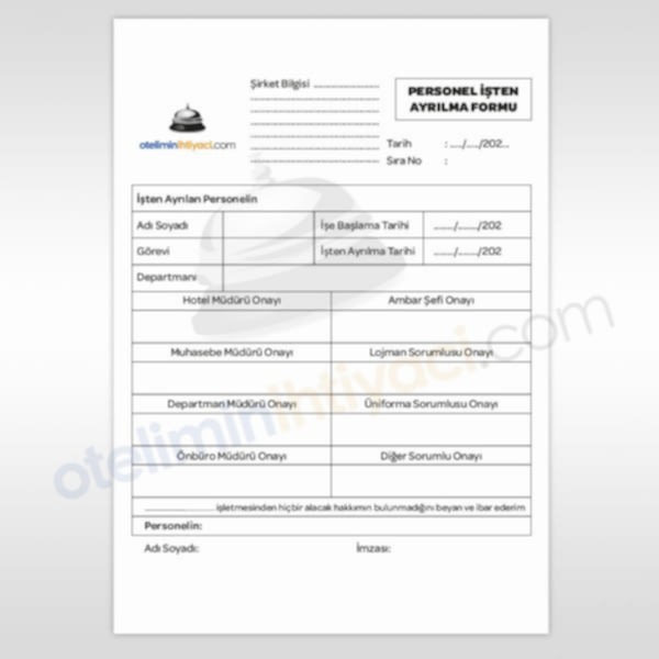 Personel İşten Ayrılma Formu